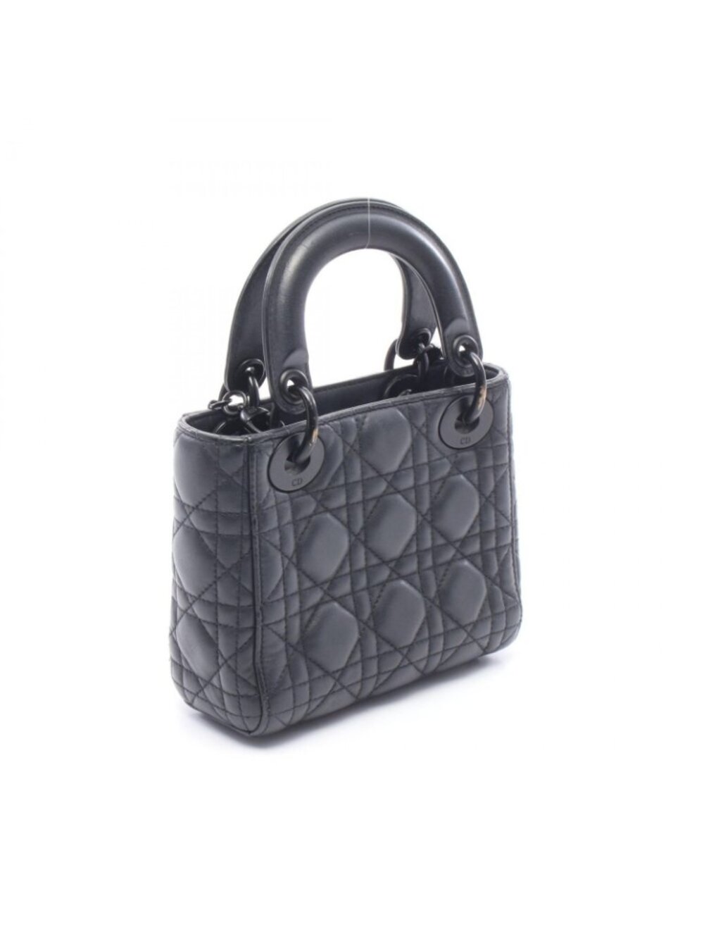 Dior Handbag Lady Mini 2-Way Black Leather Cannage Tote - Picture 2 of 11